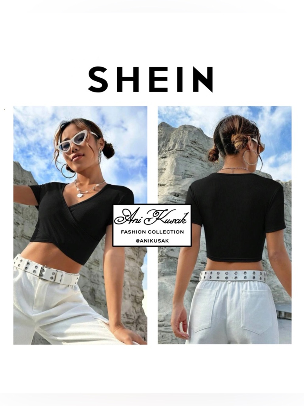 SHEIN Ribbed Crop Top Tee